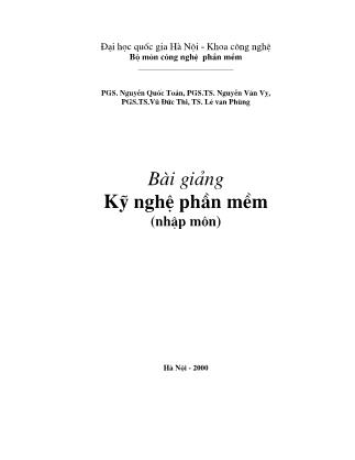 Bài giảng Kỹ nghệ phần mềm (Nhập môn)