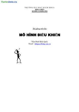Bài giảng môn học Mô hình điều khiển - Trần Đình Khôi Quốc