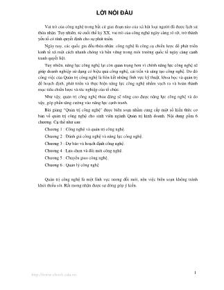Bài giảng môn Quản trị công nghệ