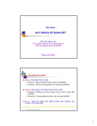 Bài giảng Quy hoạch sử dụng đất