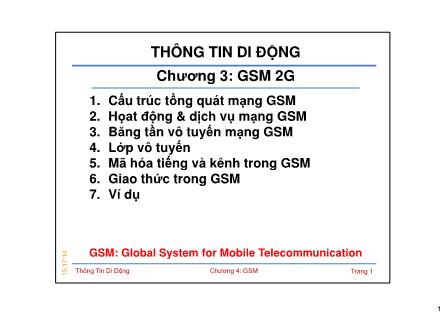 Bài giảng Thông tin di dộng - Chương 3: GSM 2G