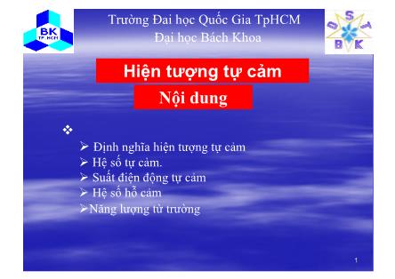 Bài giảng Tĩnh điện học - Phần XIII: Hiện tượng tự cảm