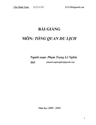Bài giảng Tổng quan du lịch - Phạm Trọng Lê Nghĩa (Bản mới)