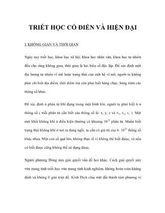 Bài giảng Triết học cổ điển và hiện đại