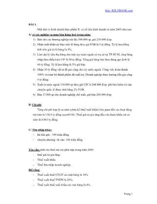 Bài tập Thuế (Có lời giải)