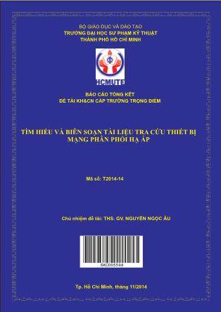 Báo cáo Tìm hiểu và biên soạn tài liệu tra cứu thiết bị mạng phân phối hạ áp (Phần 1)
