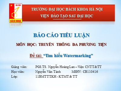 Báo cáo Tìm hiểu Watermarking
