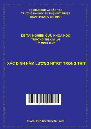 Báo cáo Xác định hàm lượng nitrit trong thịt (Phần 1)