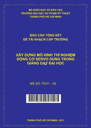 Báo cáo Xây dựng mô hình thí nghiệm động cơ servo dùng trong giảng dạy đại học (Phần 1)