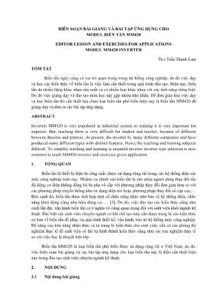 Biên soạn bài giảng và bài tập ứng dụng cho modul biến tần MM420