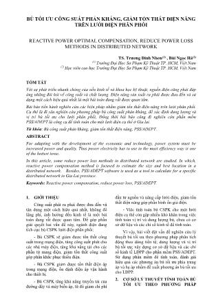 Bù tối ưu công suất phản kháng, giảm tổn thất điện năng trên lưới điện phân phối
