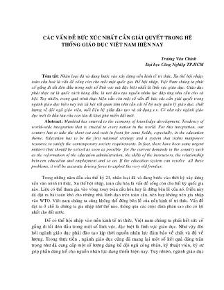 Các vấn đề bức xúc nhất cần giải quyết trong hệ thống giáo dục Việt Nam hiện nay