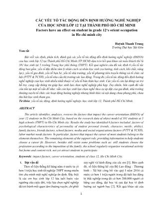 Các yếu tố tác động đến định hướng nghề nghiệp của học sinh lớp 12 tại thành phố Hồ Chí Minh