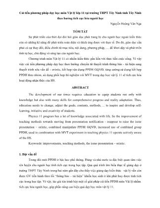 Cải tiến phương pháp dạy học môn Vật lý lớp 11 tại trường THPT Tây Ninh tỉnh Tây Ninh theo hướng tích cực hóa người học