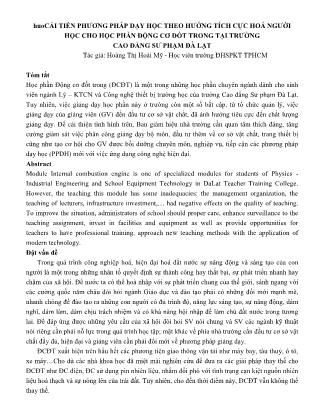 Cải tiến phương pháp dạy học theo hướng tích cực hoá người học cho học phần động cơ đốt trong tại trườngCao đẳng Sư phạm Đà Lạt