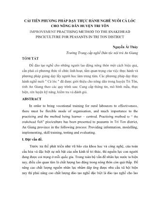 Cải tiến phương pháp dạy thực hành nghề nuôi cá lóc cho nông dân huyện Tri Tôn