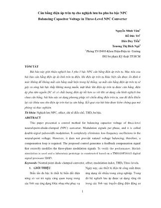 Cân bằng điện áp trên tụ cho nghịch lưu ba pha ba bậc NPC
