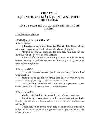 Chuyên đề Sự hình thành giá cả trong nền kinh tế thị trường