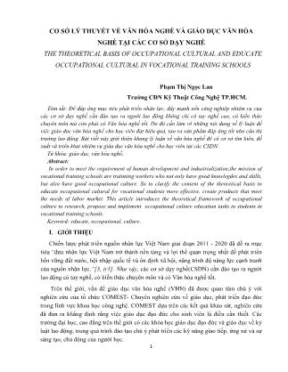 Cơ sở lý thuyết về văn hóa nghề và giáo dục văn hóa nghề tại các cơ sở dạy nghề