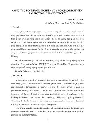 Công tác bồi dưỡng nghiệp vụ cho giao dịch viên tại một ngân hàng TMCP X