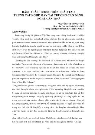 Đánh giá chương trình đào tạo trung cấp nghề may tại trường Cao đẳng nghề Cần Thơ