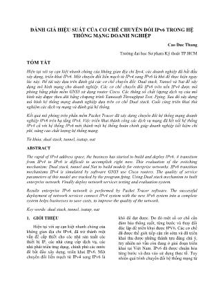 Đánh giá hiệu suất của cơ chế chuyển đổi IPv6 trong hệ thống mạng doanh nghiệp