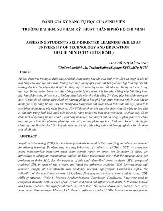 Đánh giá kỹ năng tự học của sinh viên trường Đại học Sư phạm Kỹ thuật thành phố Hồ Chí Minh