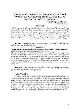 Đánh giá mức độ đáp ứng công việc của cử nhân ngành Việt Nam học (du lịch)- Đại học Tây Đô đối với thị trường lao động