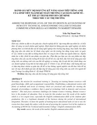 Đánh giá mức độ đáp ứng kỹ năng giao tiếp tiếng anh của sinh viên ngành Kế toán trường Cao đẳng Kinh tế - Kỹ thuật thành phố Hồ Chí Minh theo nhu cầu thị trường