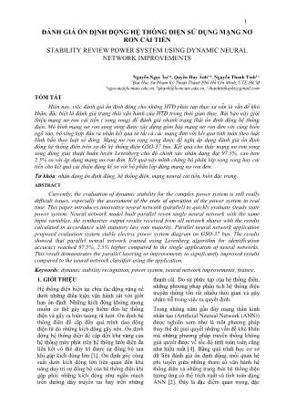 Đánh giá ổn định động hệ thống điện sử dụng mạng nơ ron cải tiến