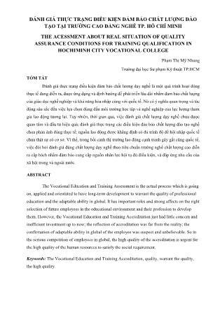 Đánh giá thực trạng điều kiện đảm bảo chất lượng đào tạo tại trường Cao đẳng nghề TP. Hồ Chí Minh