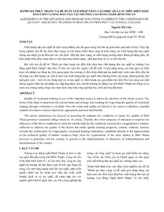 Đánh giá thực trạng và đề xuất giải pháp nâng cao hiệu quả các điều kiện đảm bảo chất lượng đào tạo tại trường Cao Đẳng Nghề Bình Thuận