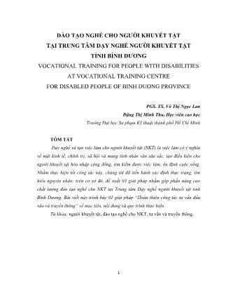 Đào tạo nghề cho người khuyết tật tại trung tâm dạy nghề người khuyết tật tỉnh Bình Dương