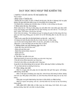 Dạy học hoà nhập trẻ khiếm thị