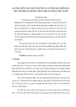 Dạy học môn CAD/CAM/CNC hệ trung cấp theo quan điểm dạy học tích hợp tại trường trung học kỹ thuật thực hành