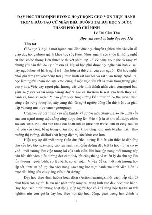 Dạy học theo định hướng hoạt động cho môn thực hành trong đào tạo cử nhân điều dưỡng tại Đại học Y dược thành phố Hồ Chí Minh