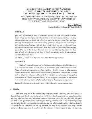 Dạy học thực hành in offset nâng cao theo lý thuyết nhận thức linh hoạt trường Đại học Sư phạm Kỹ thuật thành phố Hồ Chí Minh