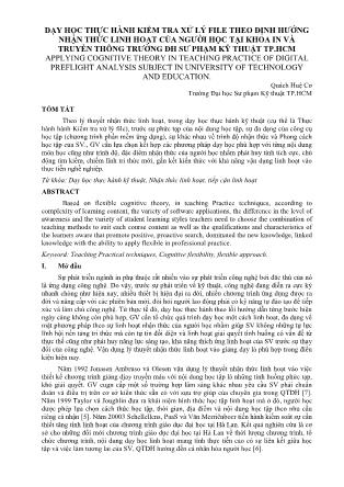 Dạy học thực hành kiểm tra xử lý file theo định hướng nhận thức linh hoạt của người học tại khoa in và truyền thông  trường Đại học Sư phạm Kỹ thuật TP.HCM