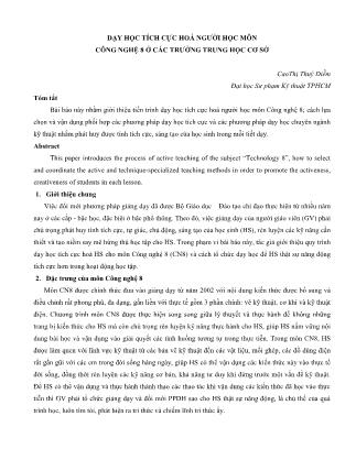 Dạy học tích cực hoá người học môn Công nghệ 8 ở các trường Trung học Cơ sở