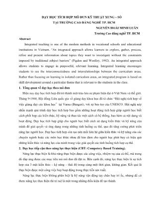 Dạy học tích hợp mô đun kỹ thuật xung – số tại trường Cao đẳng nghề Thành phố Hồ Chí Minh