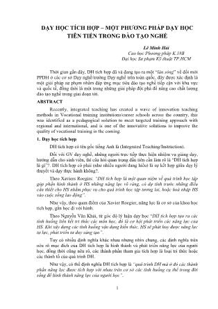 Dạy học tích hợp - một phương pháp dạy học tiên tiến trong đào tạo nghề