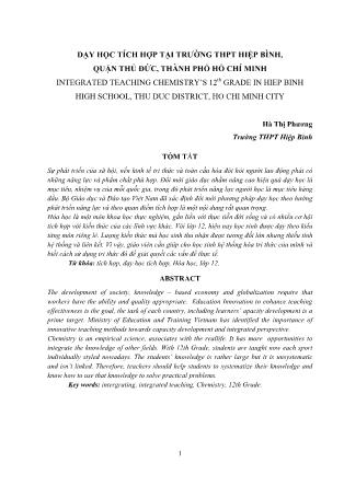 Dạy học tích hợp tại trường THPT Hiệp Bình, quận Thủ Đức, Thành phố Hồ Chí Minh