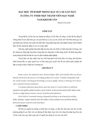 Dạy học tích hợp trong dạy sửa xe gắn máy ở Công ty TNHH một thành viên dạy nghề Nam Khánh Tân