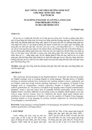 Dạy tiếng anh theo hướng sinh ngữ cho học sinh tiểu học tại TP.HCM