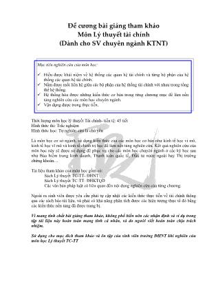 Đề cương bài giảng tham khảo Môn Lý thuyết tài chính