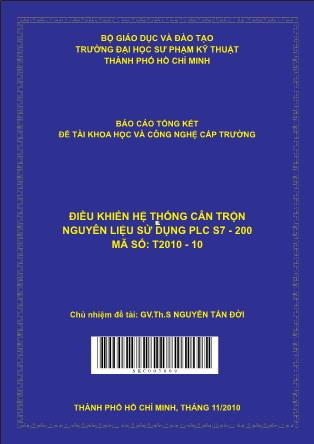 Đề tài Điều khiển hệ thống cân trộn nguyên liệu sử dụng PLC S7 - 200 (Phần 1)