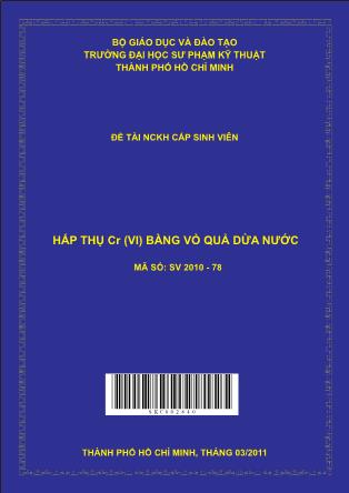 Đề tài Hấp thụ Cr (VI) bằng vỏ quả dừa nước (Phần 1)