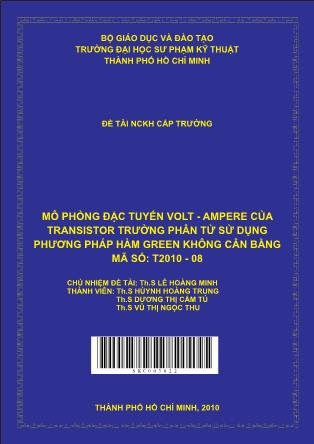 Đề tài Mô phỏng Đặc tuyến Volt – Ampere của Transistor trường phân tử sử dụng Phương pháp hàm Green không cân bằng (Phần 1)
