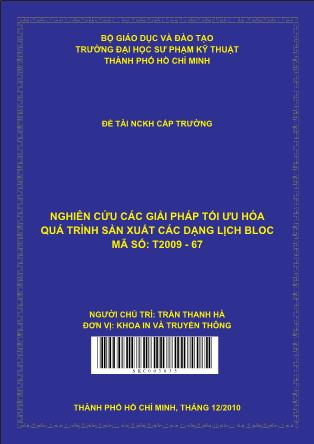 Đề tài Nghiên cứu các giải pháp tối ưu hóa quá trình sản xuất các dạng lịch bloc (Phần 1)