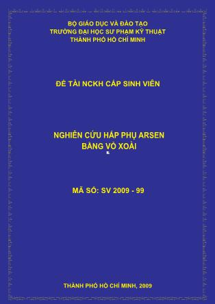 Đề tài Nghiên cứu hấp phụ Arsen bằng vỏ xoài (Phần 1)
